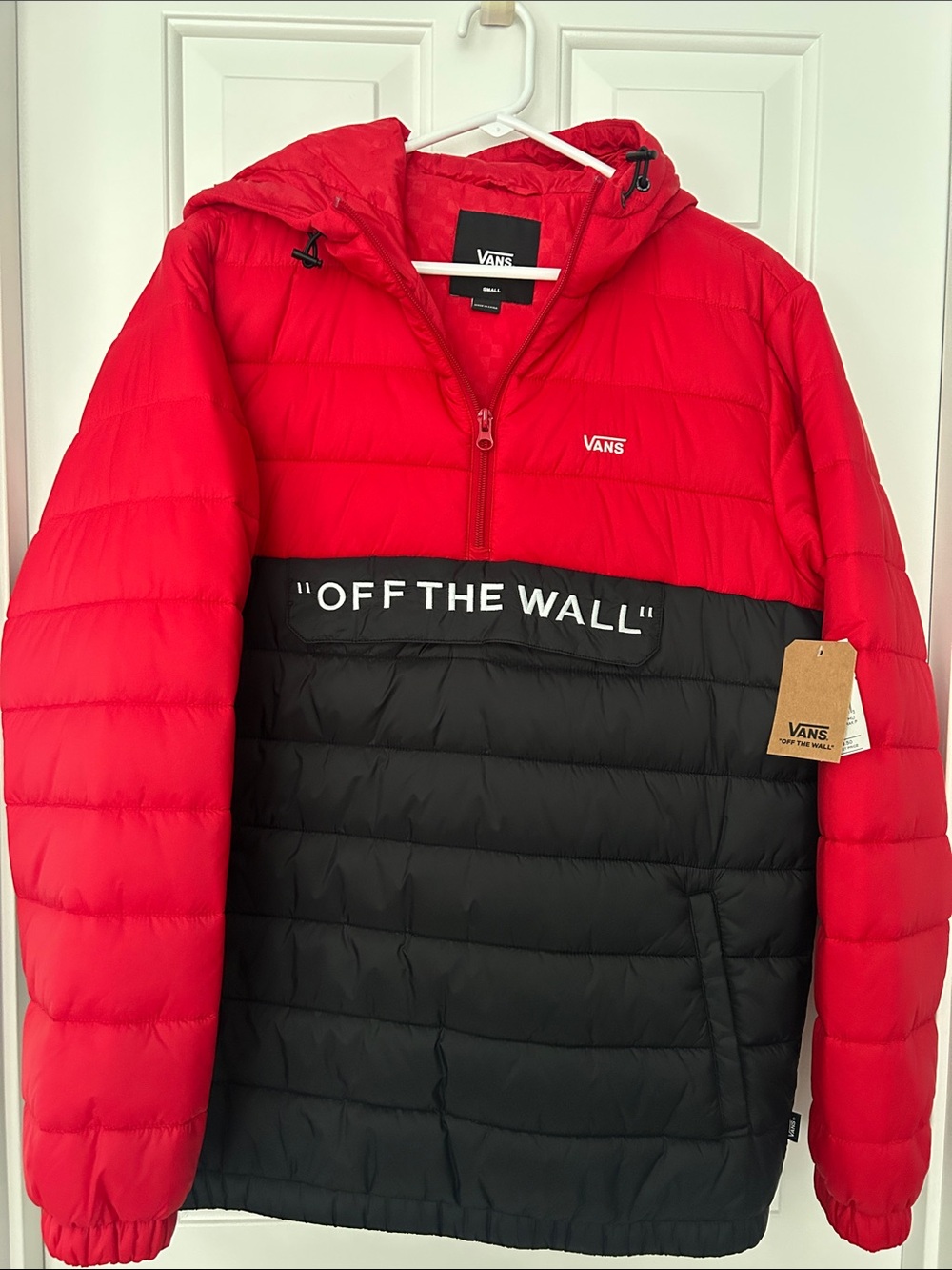 Vans Red & Black 'Off The Wall' Quilted Half-Zip Jacket